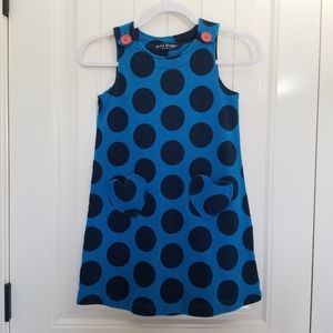 Mini boden | 7 - 8 blue polka dot heart pocket pinafore overalls jumper …